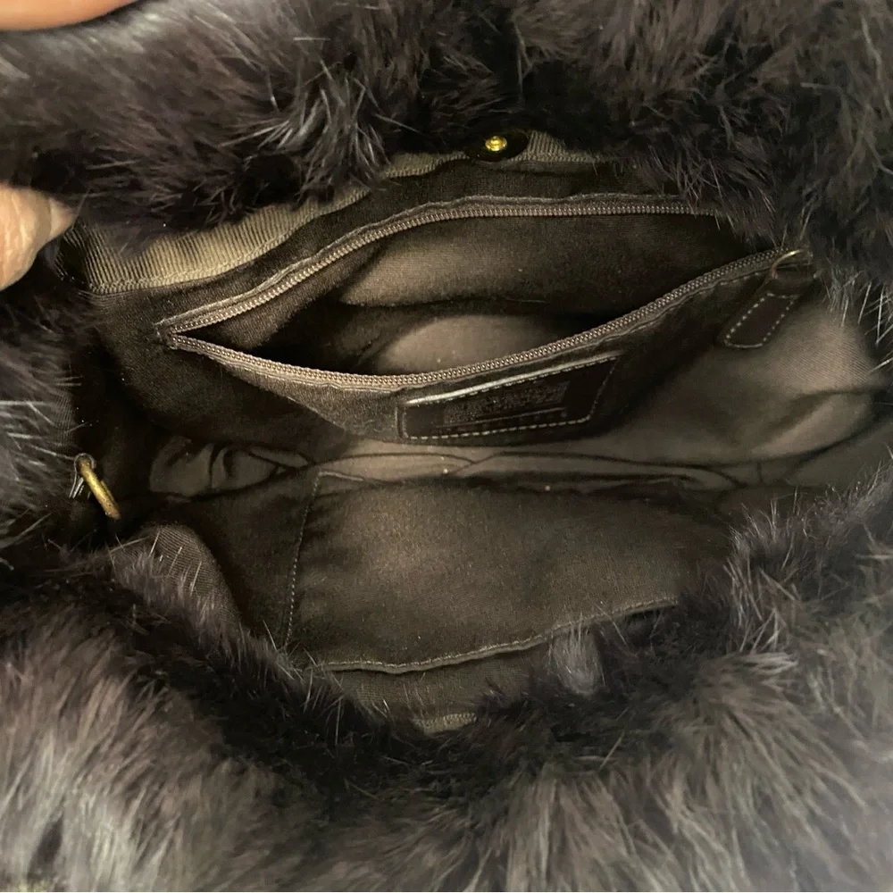 EUC Vintage Coach Brown Rabbit Fur Nylon Quilted Hobo Bag - Limited Edition - Picture 11 of 13